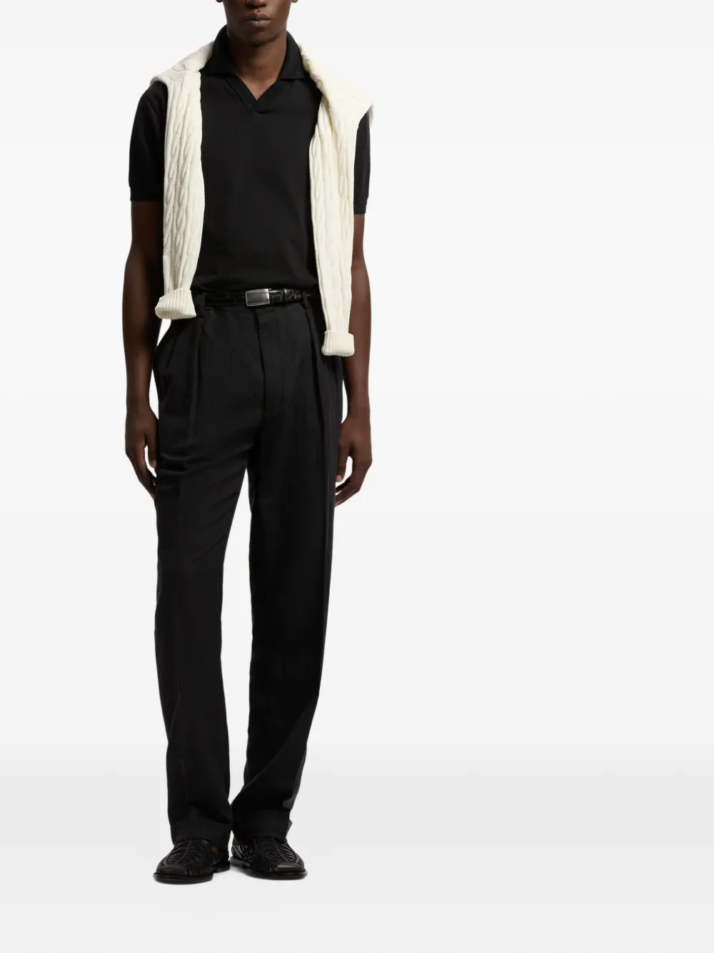 Ralph Lauren Purple Label T-shirt met V-hals Zwart
