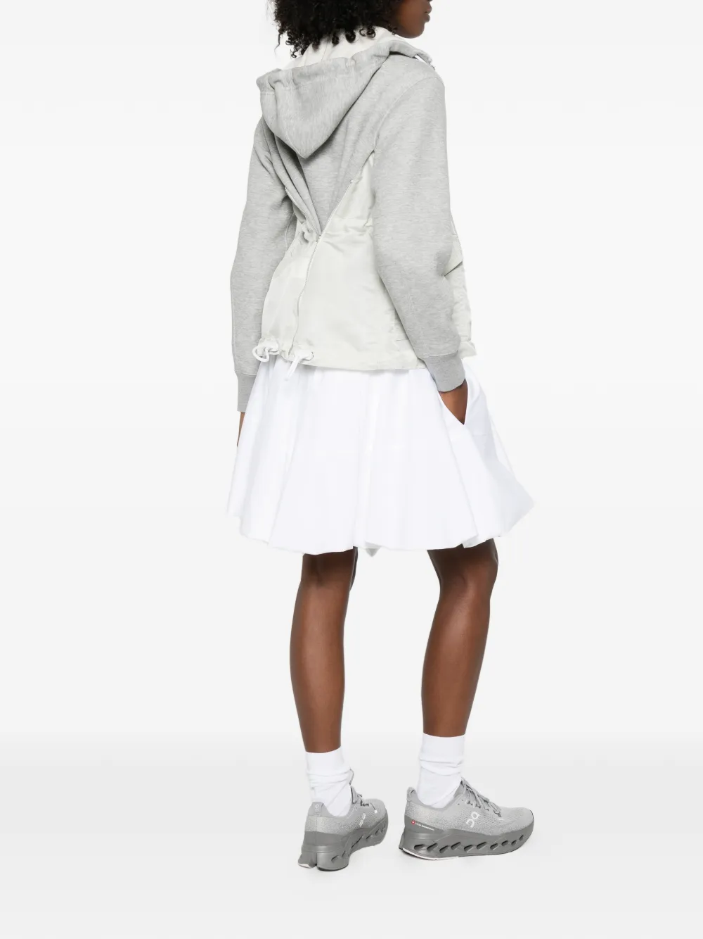 Sacai panelled hoodie - Grijs