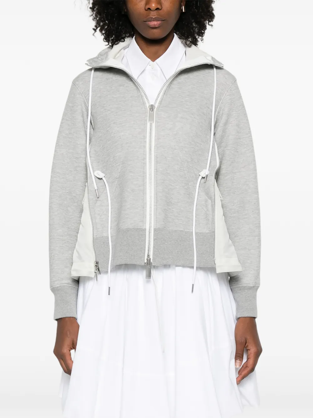  Sacai Panelled Hoodie - Grey 