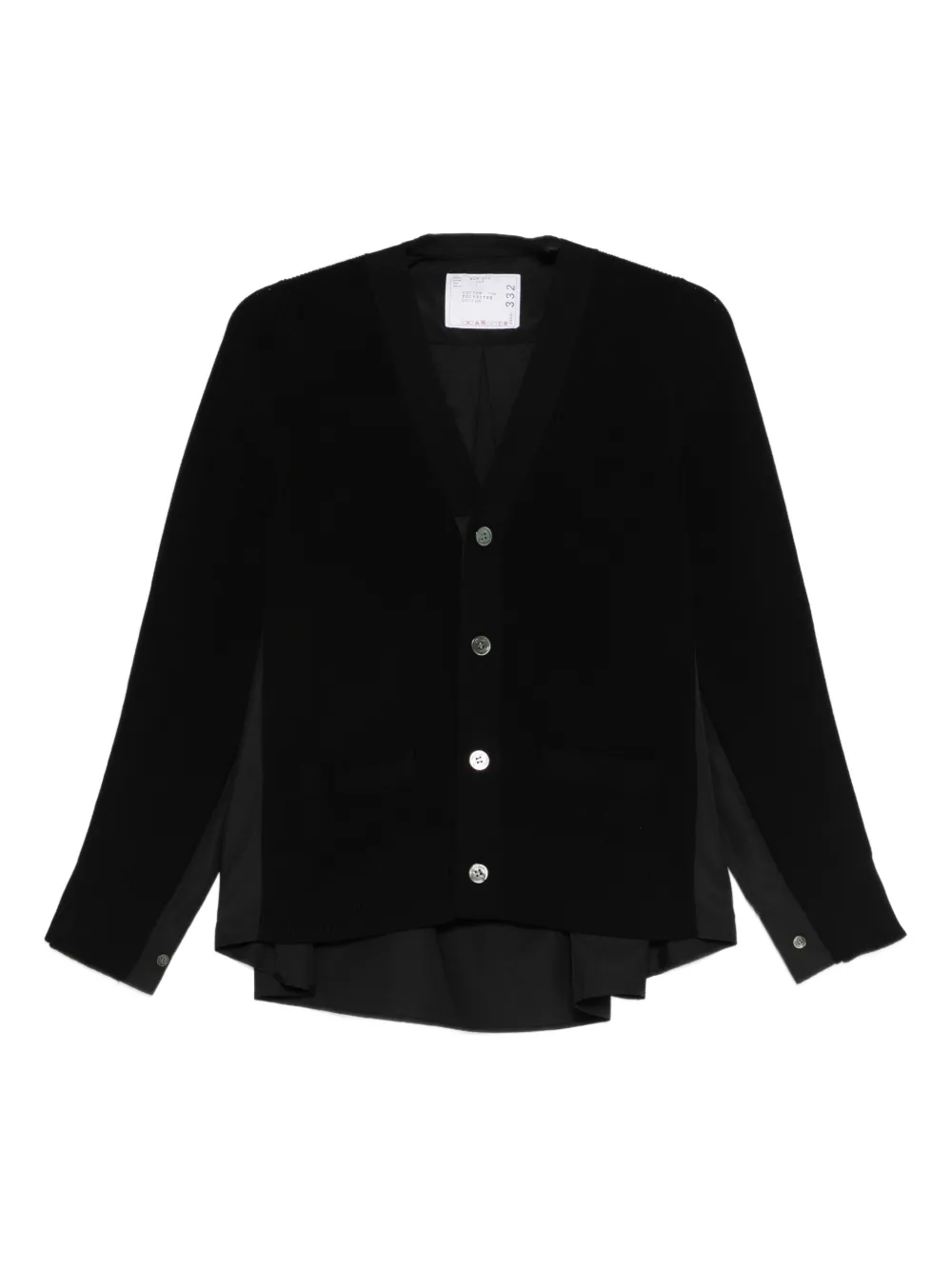 sacai panelled cardigan - Nero