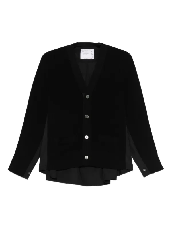 Sacai Panelled Cardigan in Black