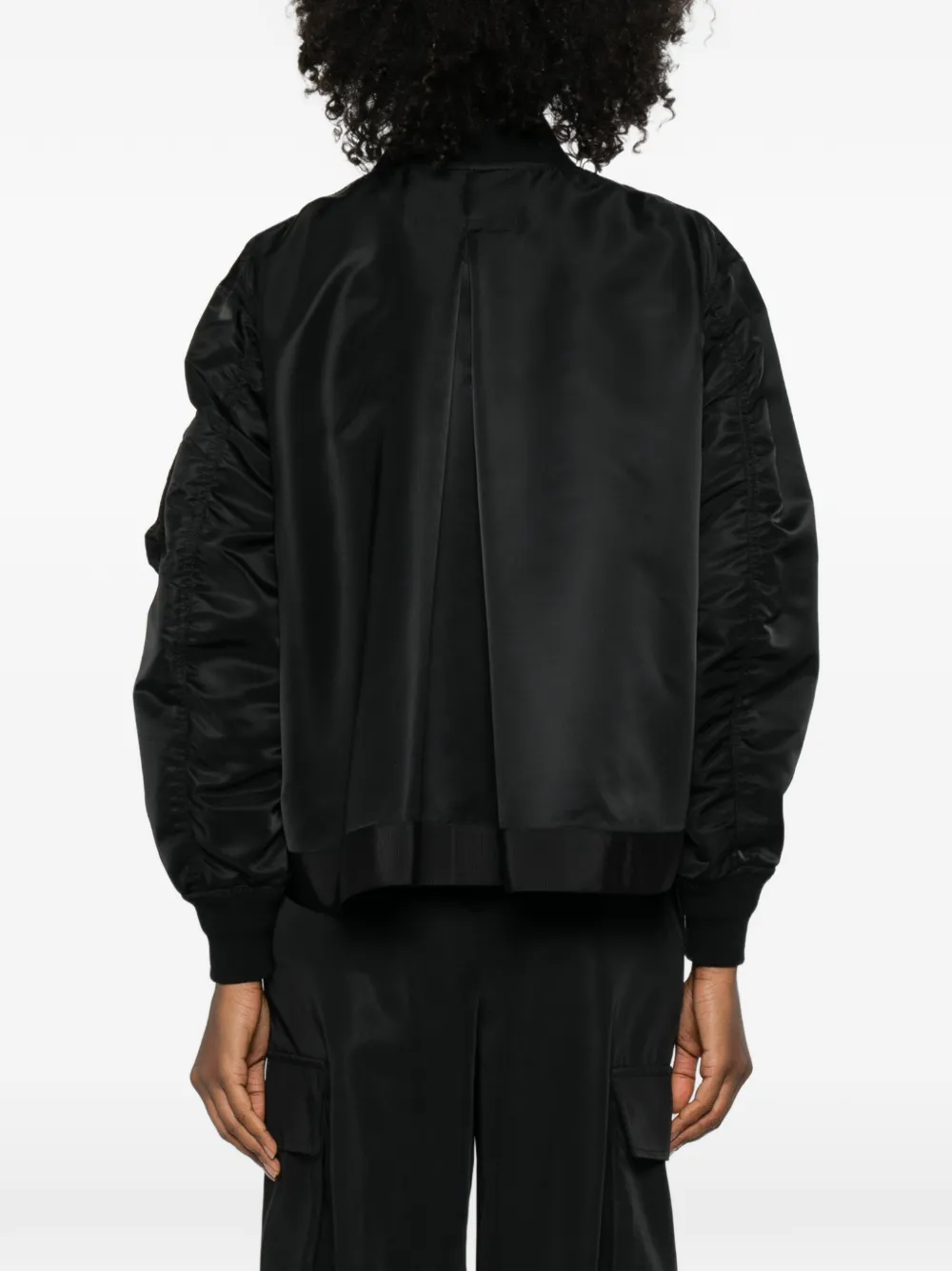 sacai Bomberjack met geplooid detail Zwart