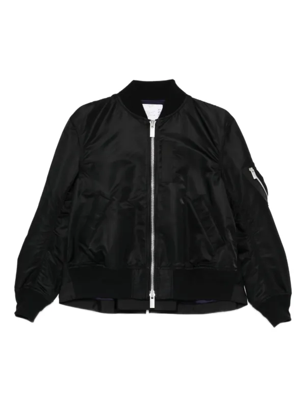 sacai サイズ1 プリーツスーチングジャケット Sacai プリーツトリム ジャケット | ブラック | FARFETCH JP