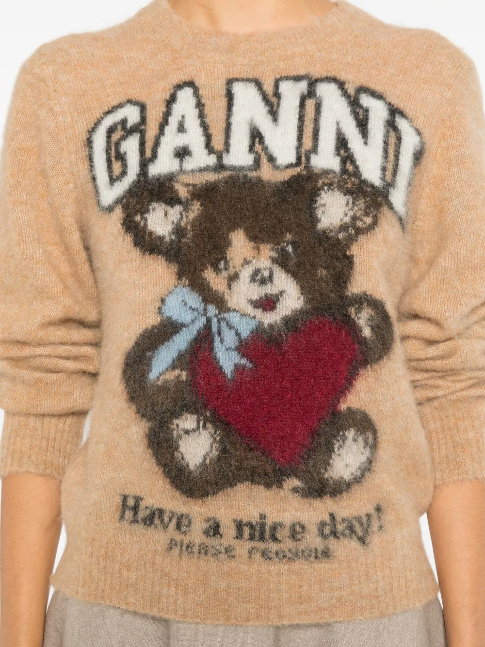 GANNI Trui met jacquard Bruin