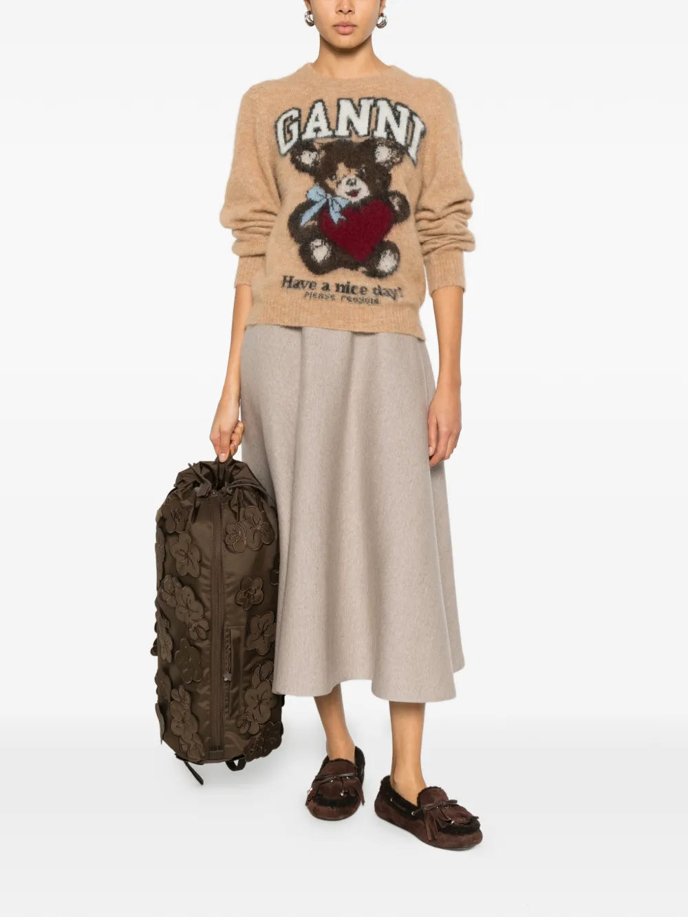  Ganni Patterned-jacquard Sweater - Brown 
