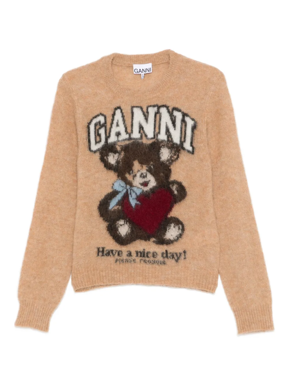GANNI patterned-jacquard sweater - Marrone