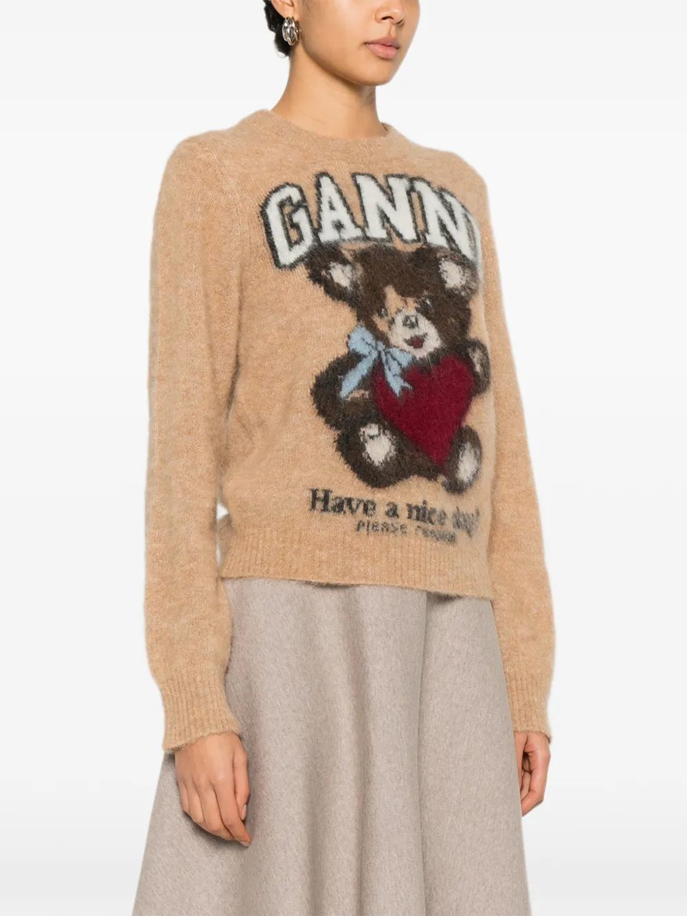  Ganni Patterned-jacquard Sweater - Brown 