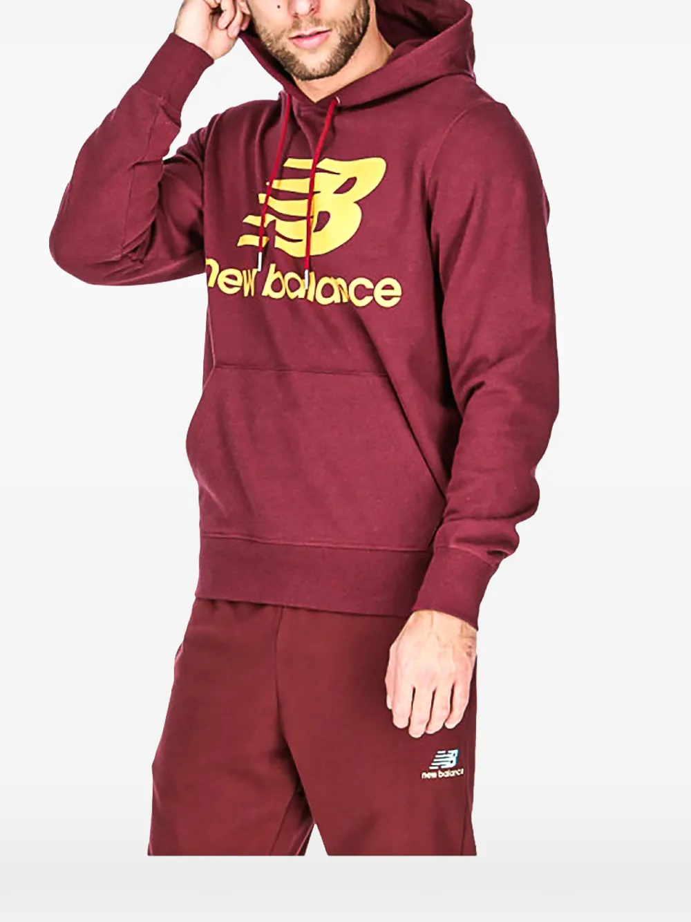 New Balance stacked logo-detail hoodie - Rosso