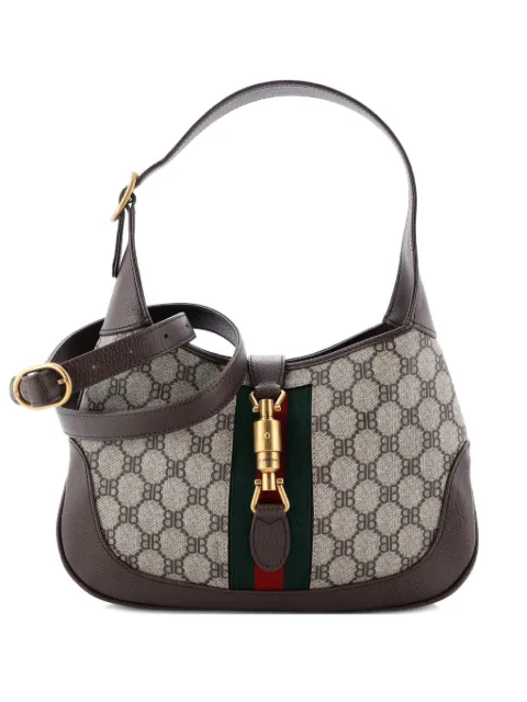 Balenciaga Pre-Owned x Gucci The Hacker Project Jackie 1961 BB Coated Canvas Small hobo bag