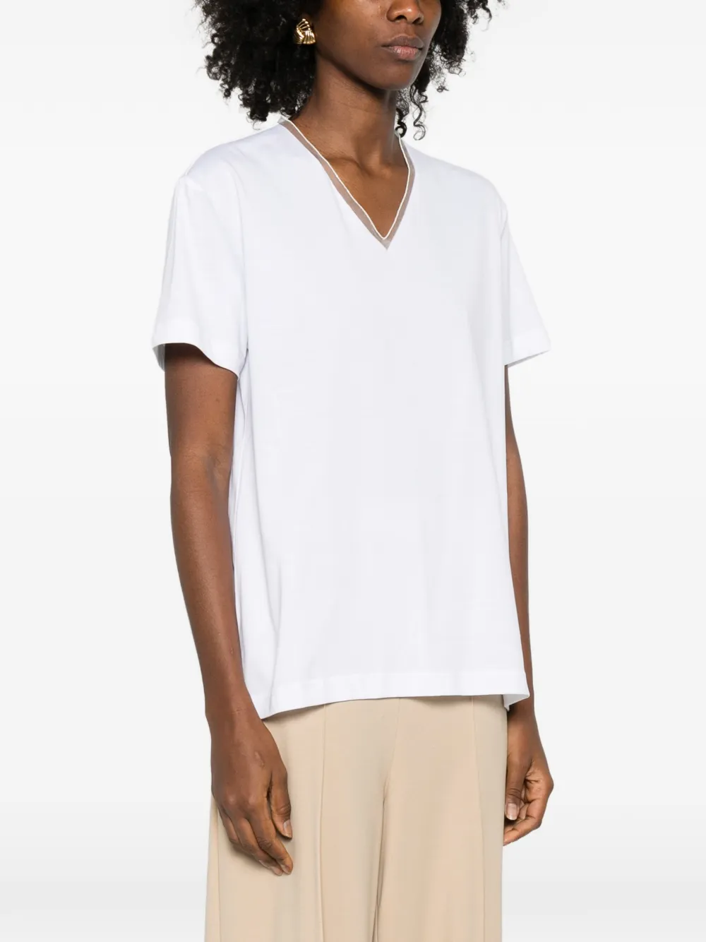 Fabiana Filippi T-shirt met V-hals Wit