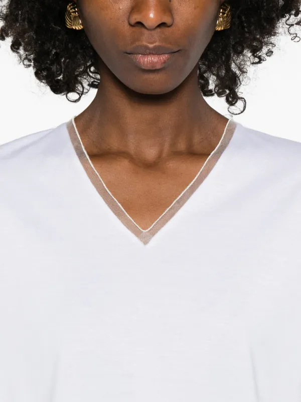 Fabiana Filippi Vネック Tシャツ | ホワイト | FARFETCH JP