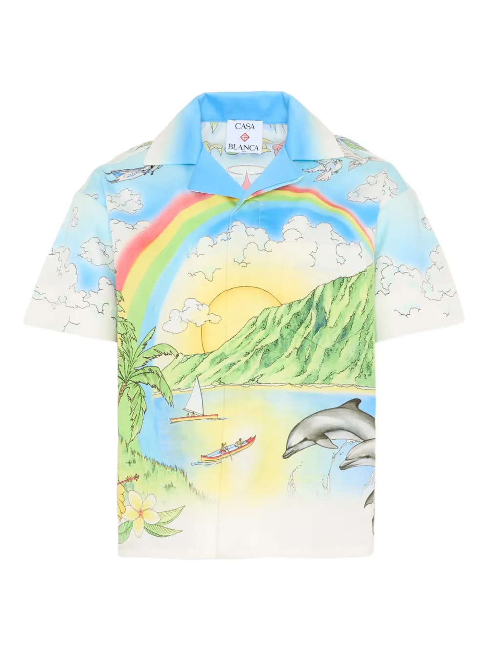 CASABLANCA KIDS short-sleeve graphic-print shirt - Blue