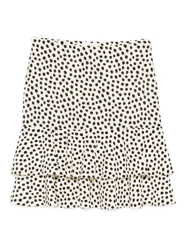 Chloé Polka-dot Ruffled Mini Skirt in Neutrals