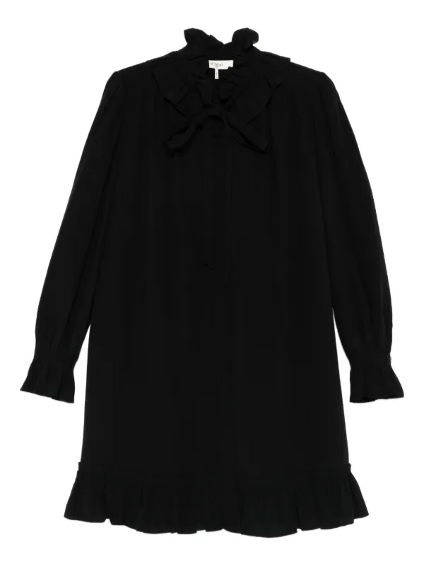 Chloé Ruffled Mini Dress in Black