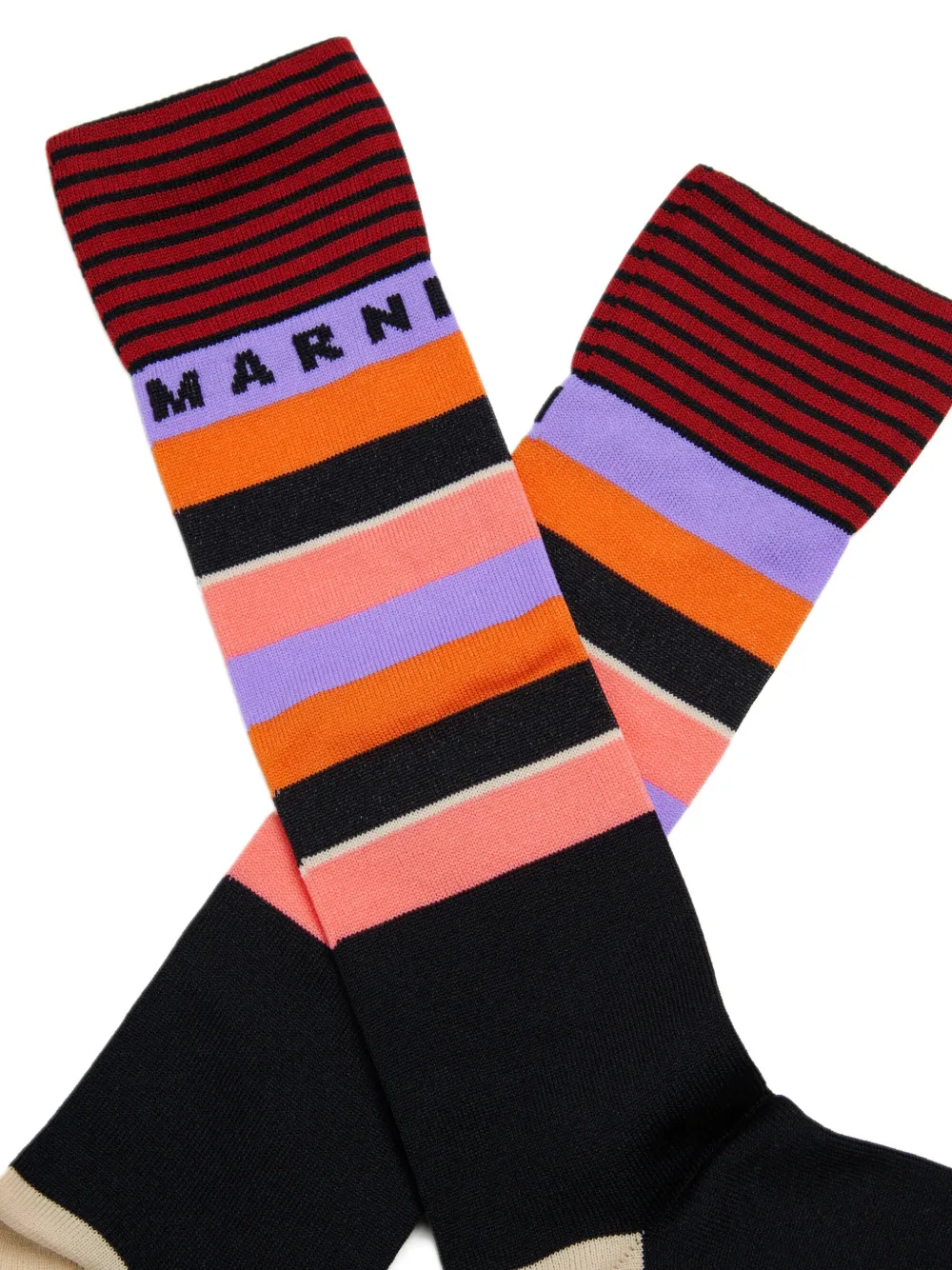  Marni Kids Logo-striped Socks - Black 