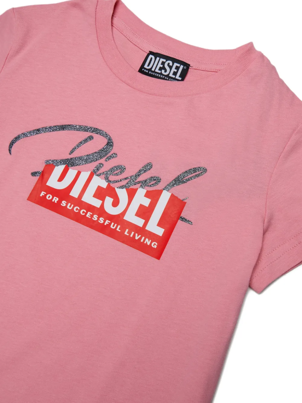 Diesel Kids T-shirt en shorts met logoprint Roze