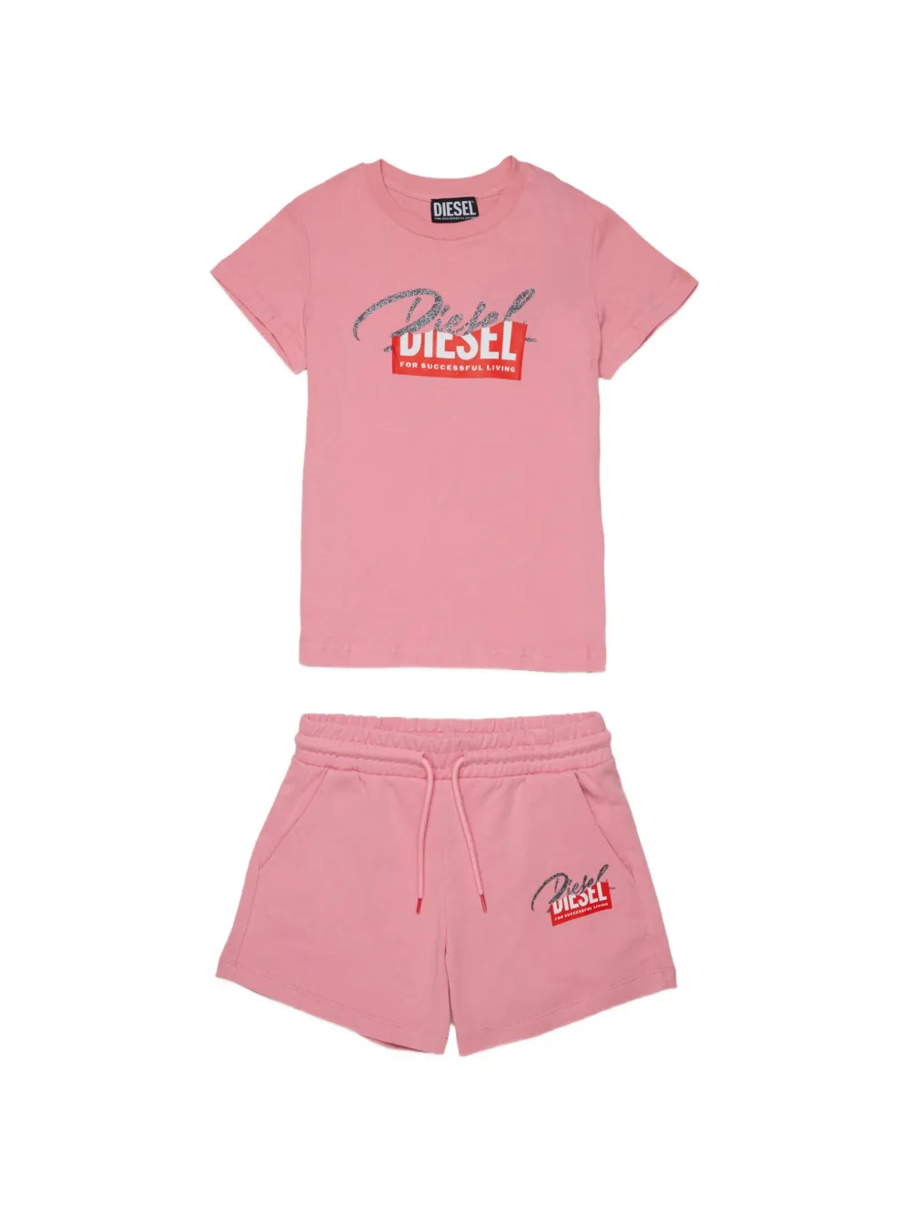 Diesel Kids logo-print T-shirt and shorts set - Pink