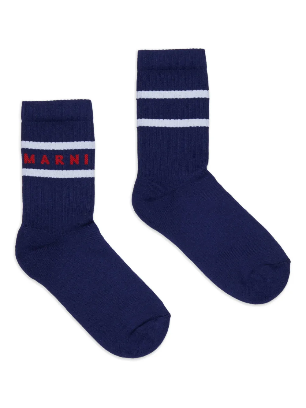 Marni Kids logo-striped socks - Blu