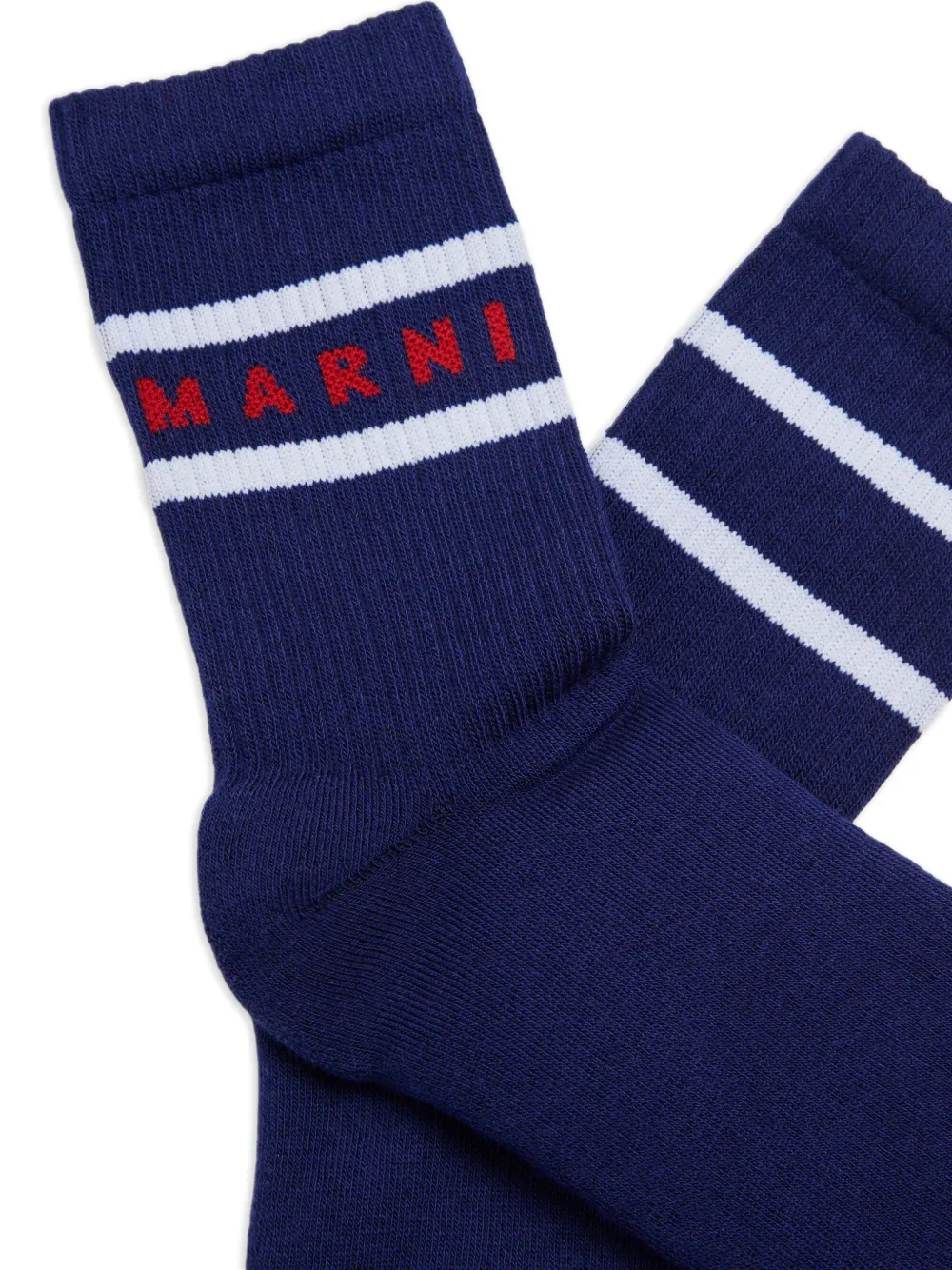  Marni Kids Logo-striped Socks - Blue 