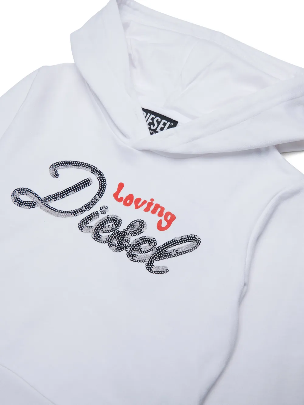 Diesel Kids Hoodie verfraaid met pailletten Wit