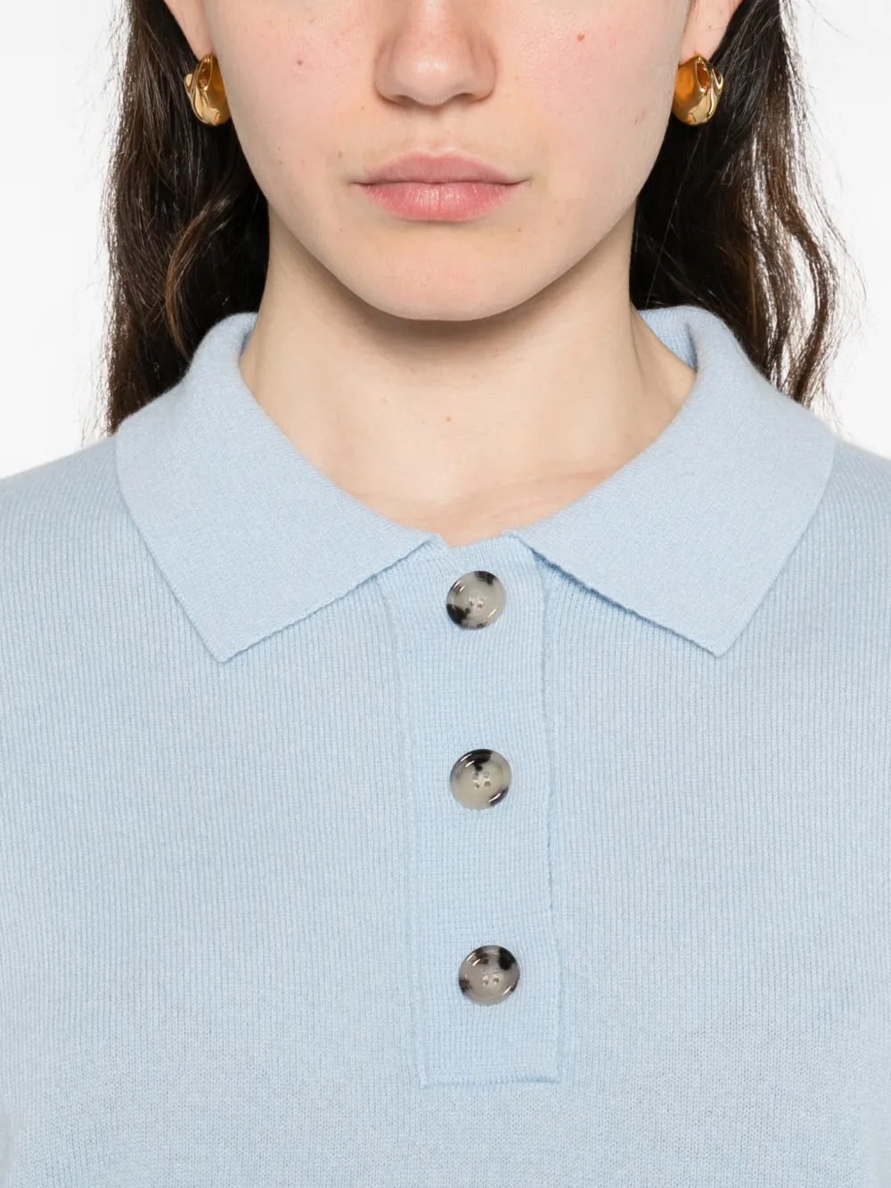 Allude Poloshirt met kraag en knopen Blauw