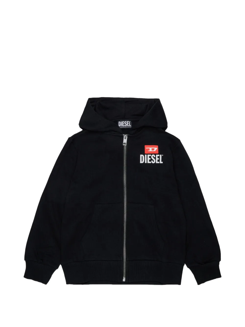 Diesel Kids Felpa con zip e cappuccio - Nero