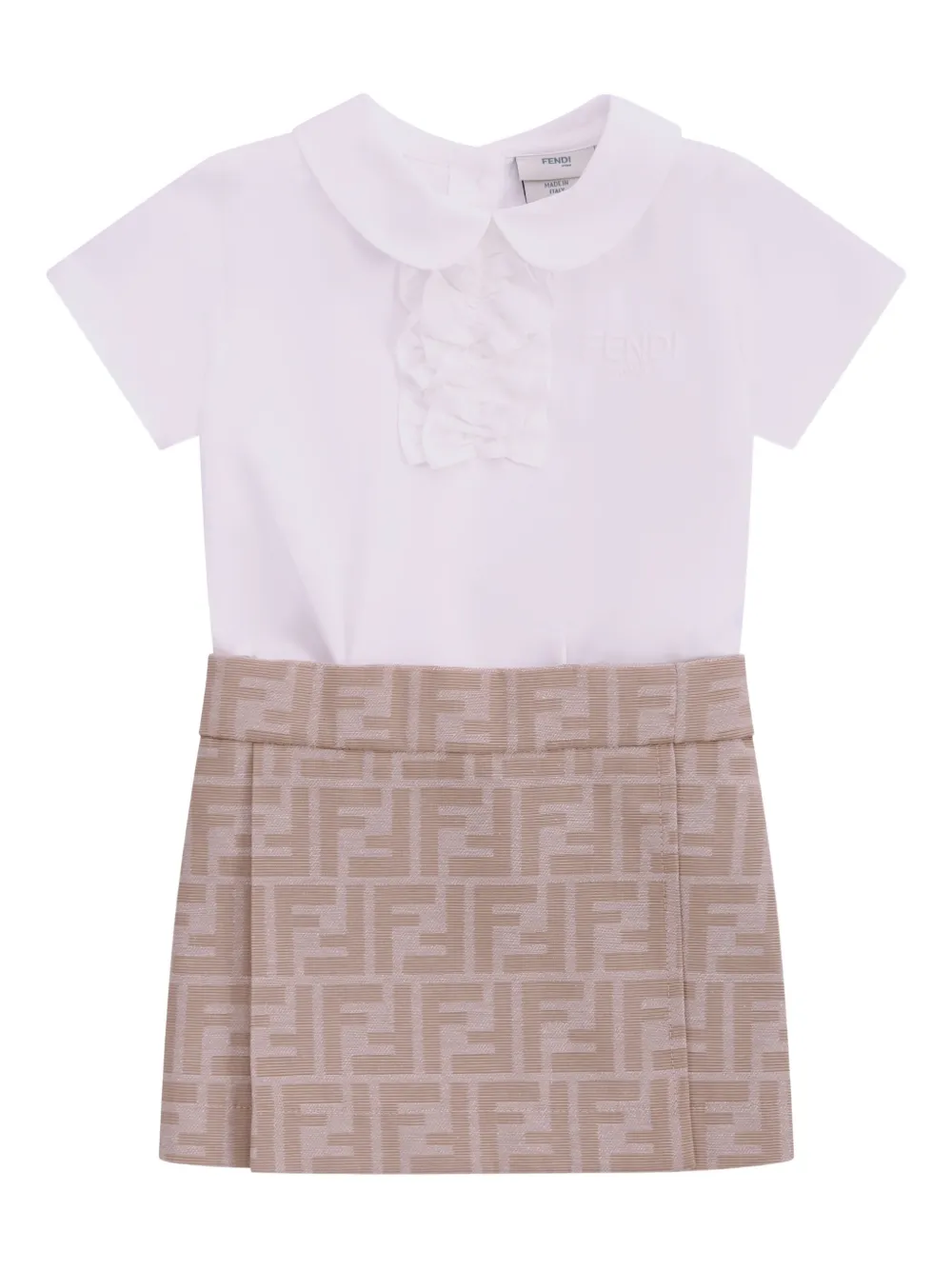 Fendi Kids ruffled panelled dress - Bianco