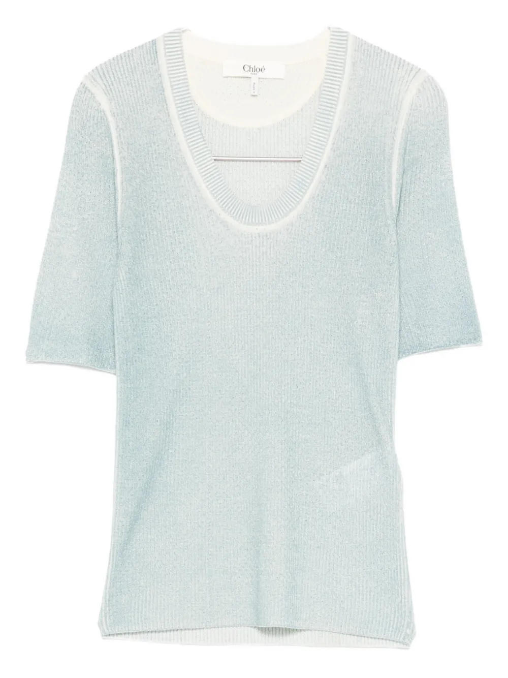 Chloé fine-knit T-shirt - Blu
