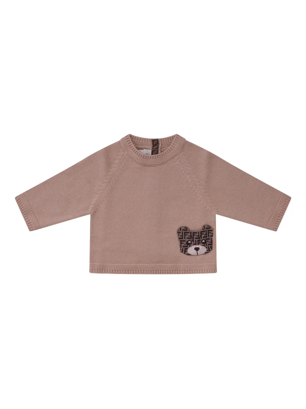 Fendi Kids bear-appliqué cardigan - Nude
