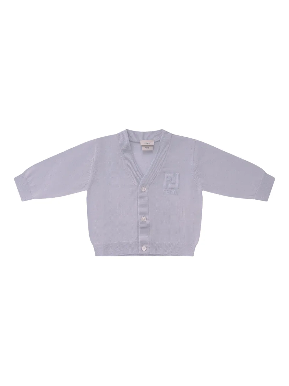 Fendi Kids logo-embroidered cardigan - Blue