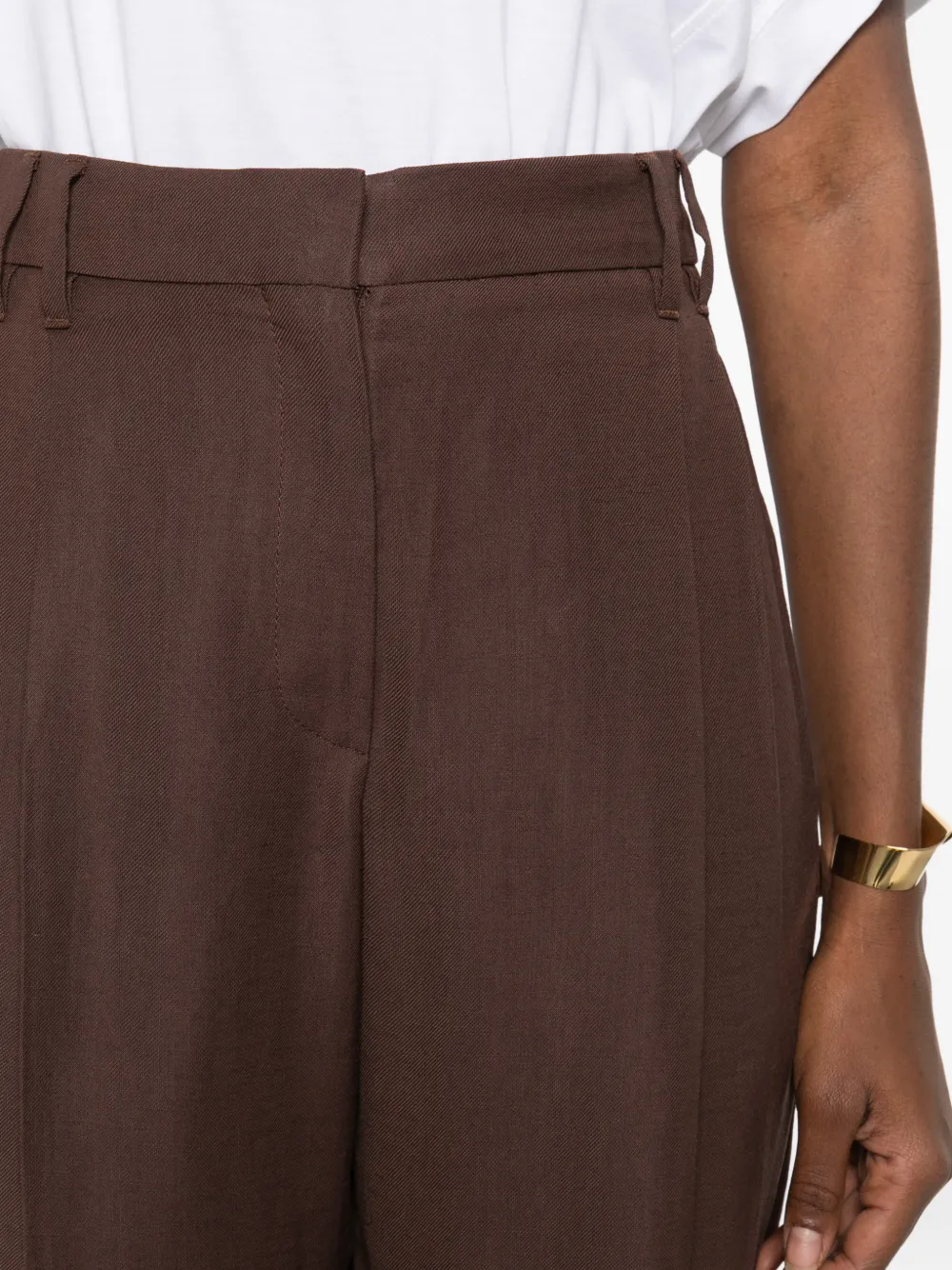 Brunello Cucinelli Broek met geplooide details Bruin