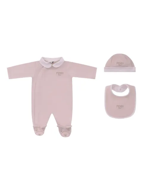 Fendi Kids logo-embroidered babygrow set
