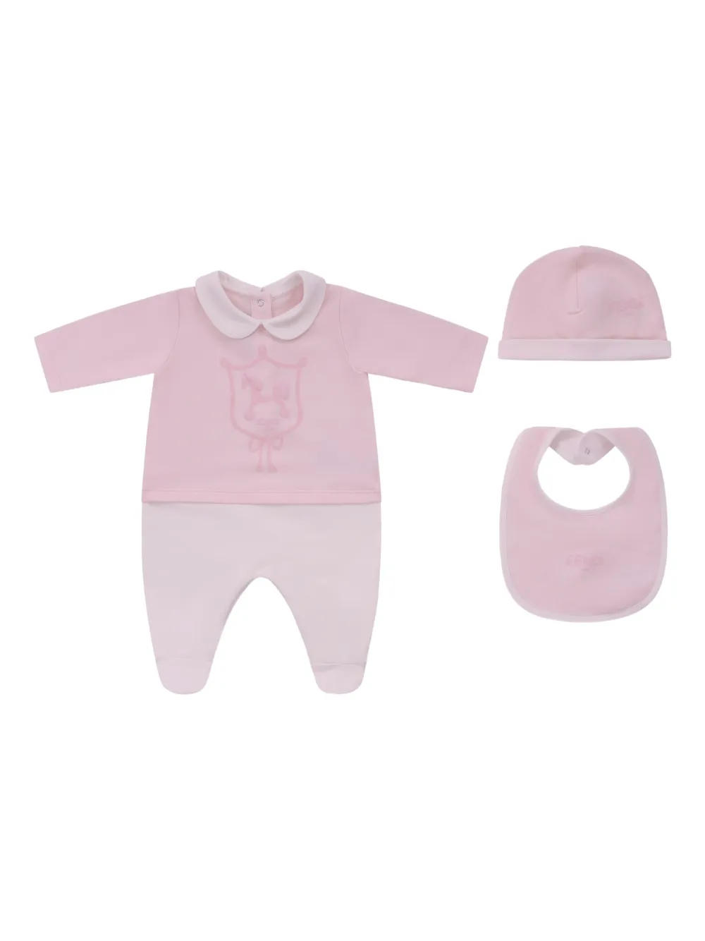 Fendi Kids round-collar babygrow set - Rosa