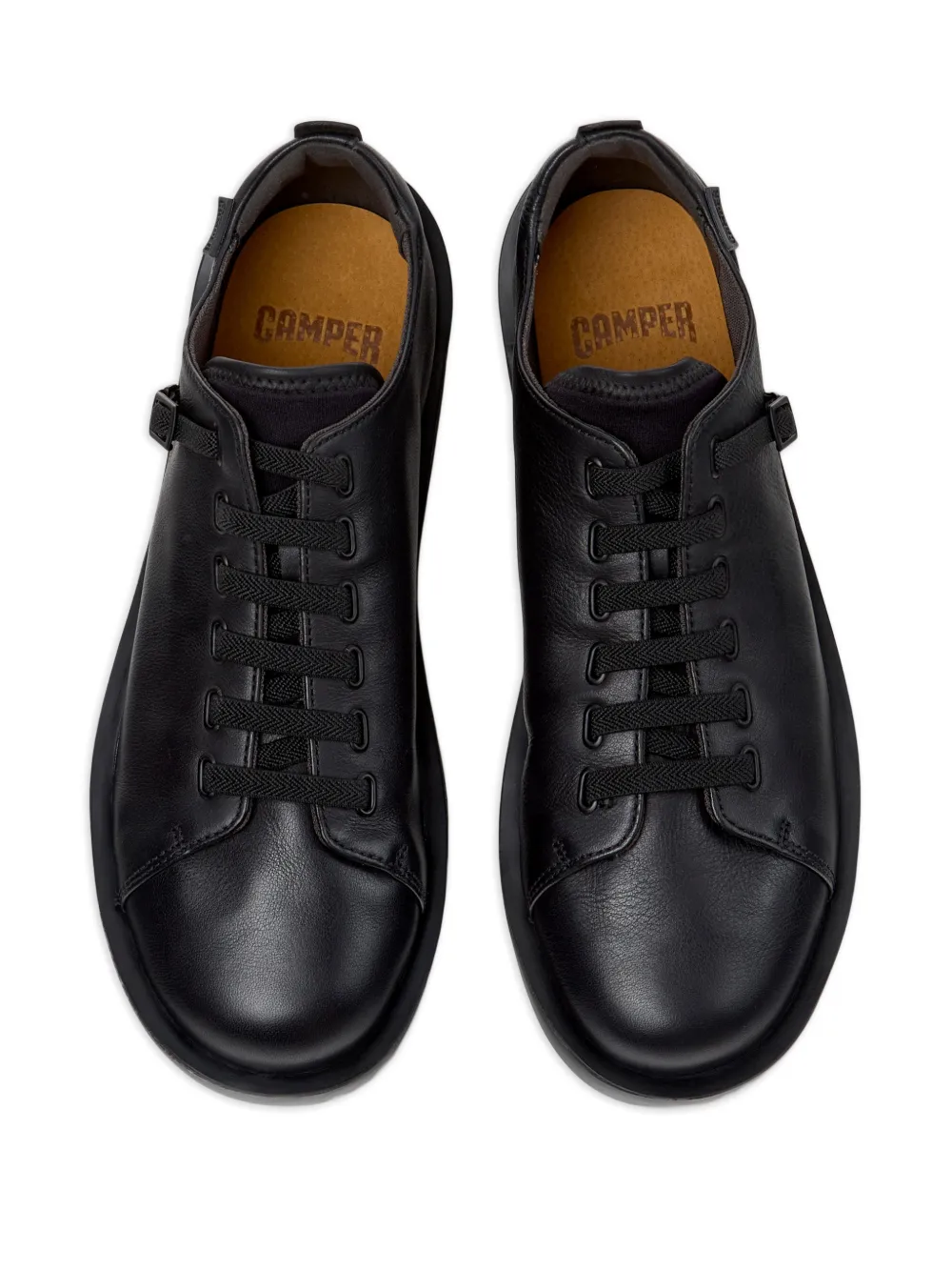 Camper Wagon leren loafers met veters Zwart