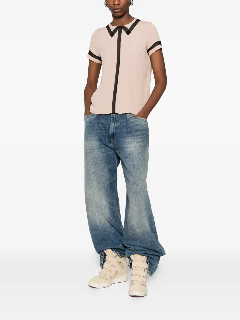  Nº21 Polo-collar Blouse - Pink 