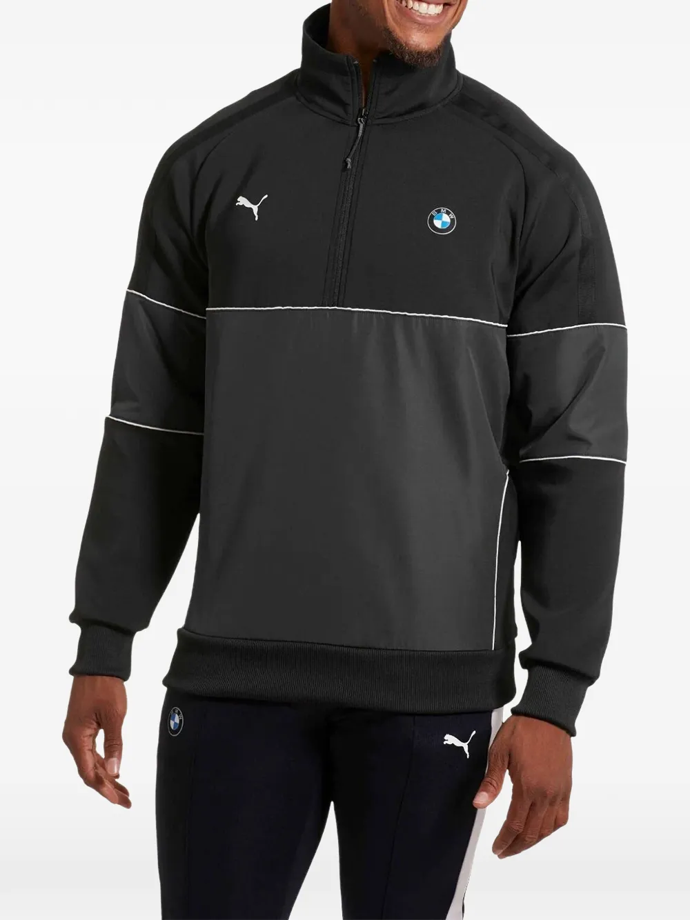 PUMA x BMW Motorsport Life sweater met halve rits Zwart