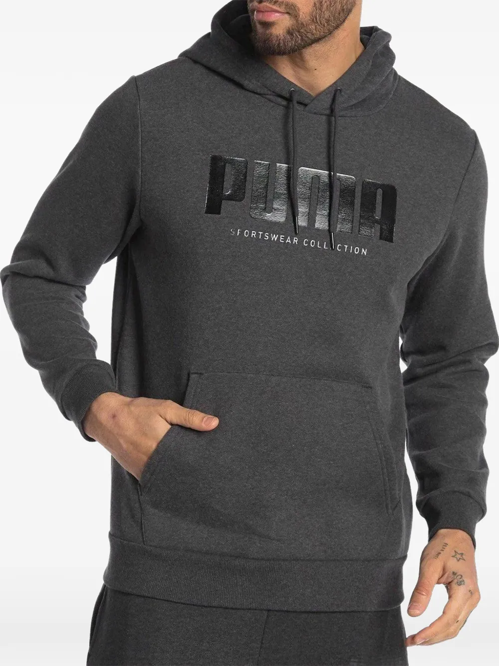 PUMA Felpa con cappuccio e logo - Grigio