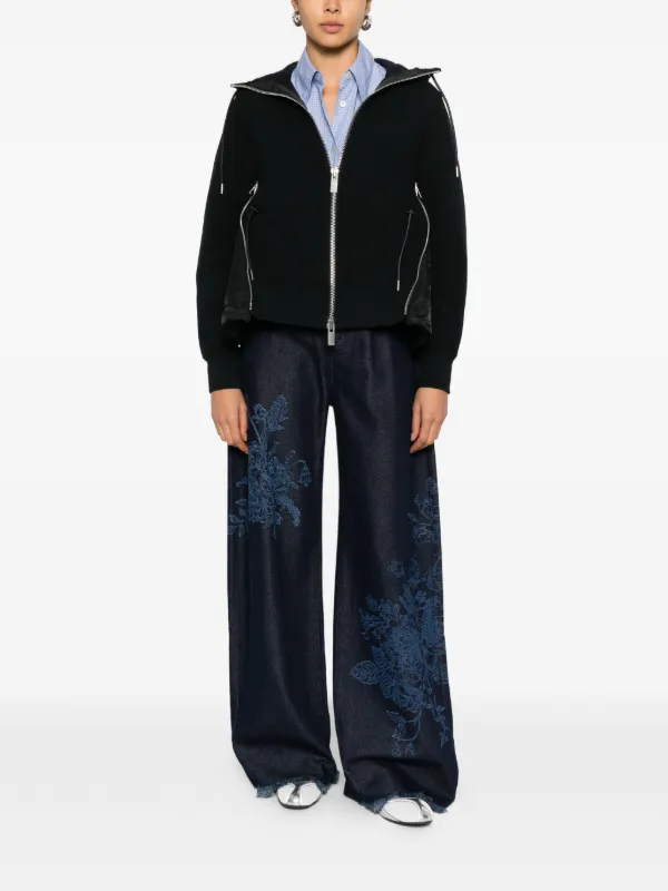 トップス Sacai 19AW Sponge Layerd Riders Hooded Sacai Sponge Sweat Hoodie | Black | FARFETCH HK