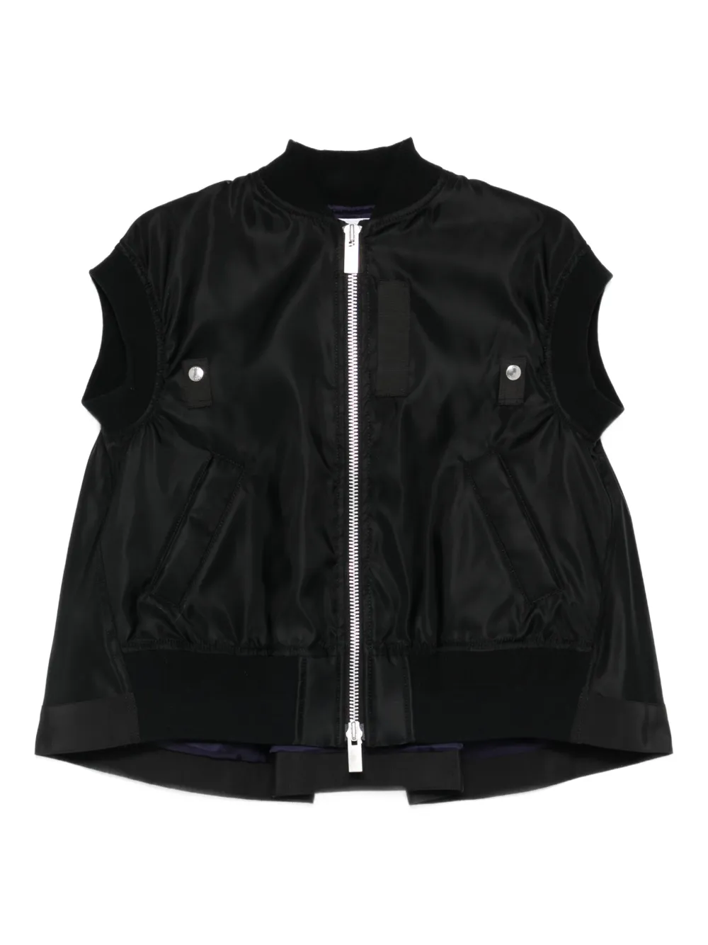 sacai zip-up gilet - Black