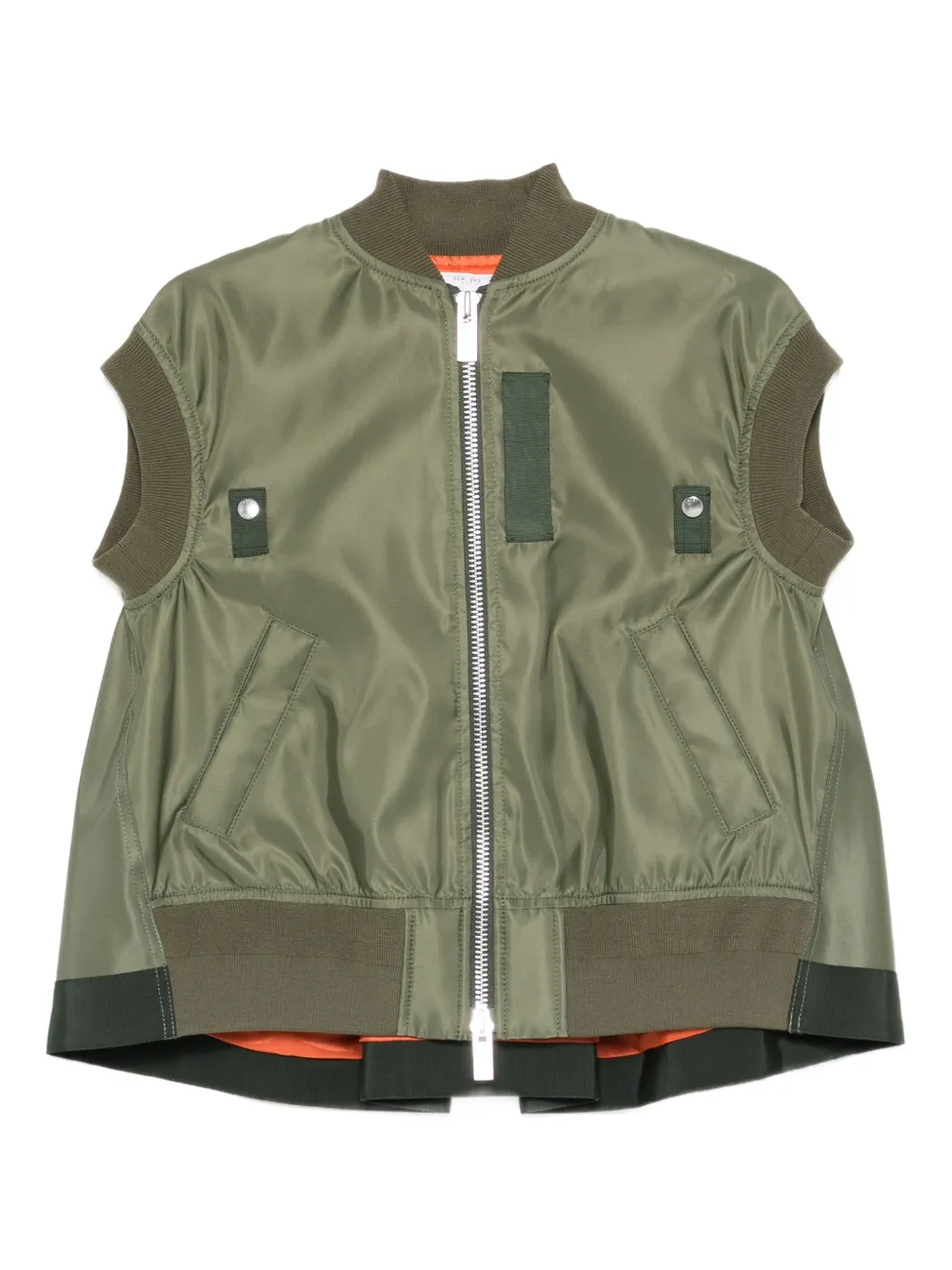 sacai zip-up sleeveless gilet - Green
