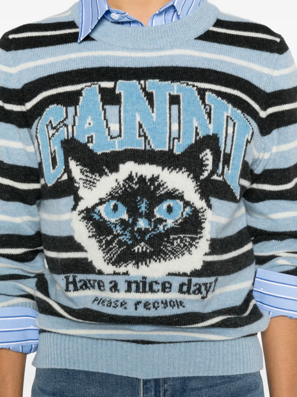 GANNI Gestreepte top Blauw