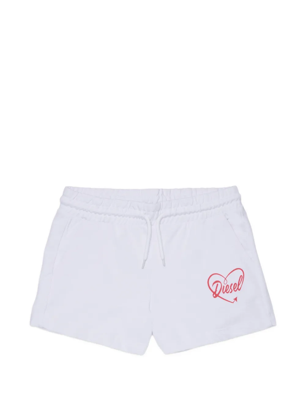 Diesel Kids heart-graphic track shorts - White