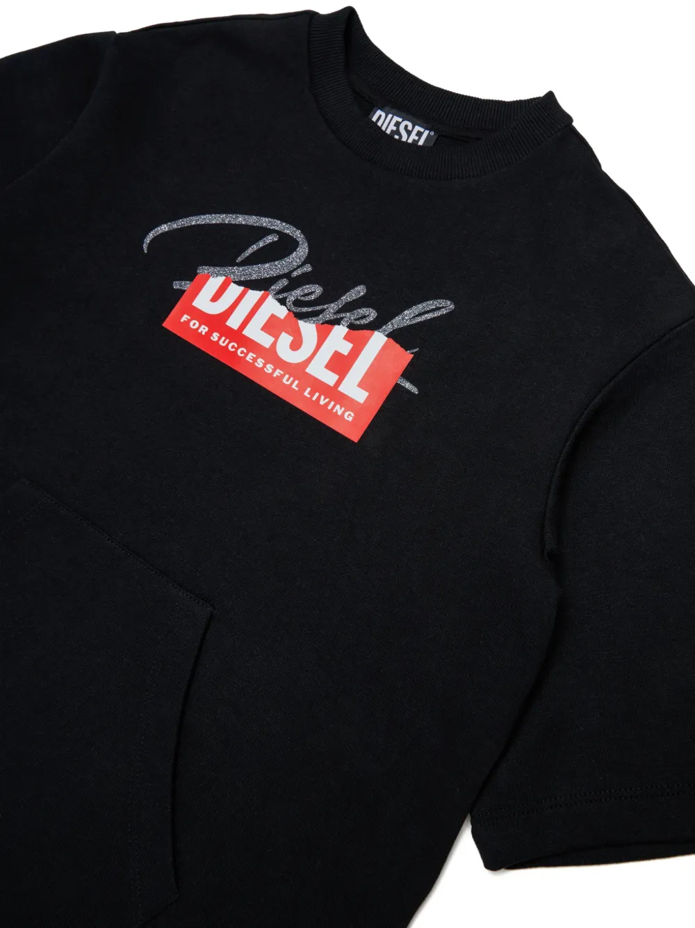 Diesel Kids Jurk met opgestikte zak Zwart