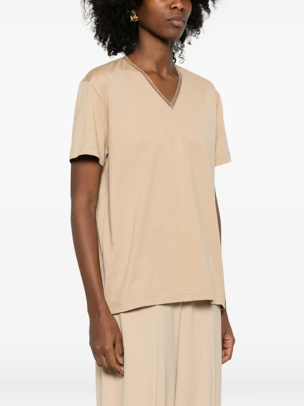 Fabiana Filippi T-shirt met V-hals Beige