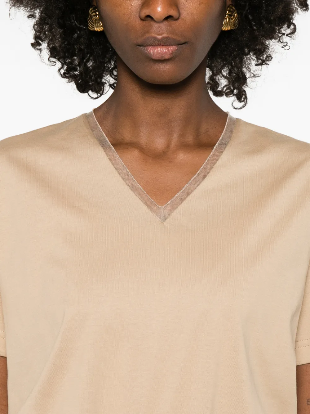 Fabiana Filippi T-shirt met V-hals Beige