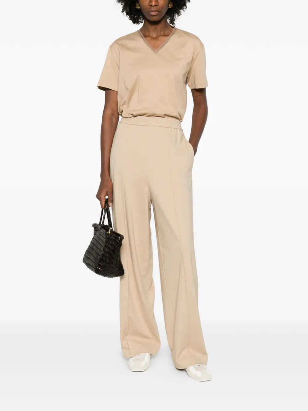 Fabiana Filippi T-shirt met V-hals Beige