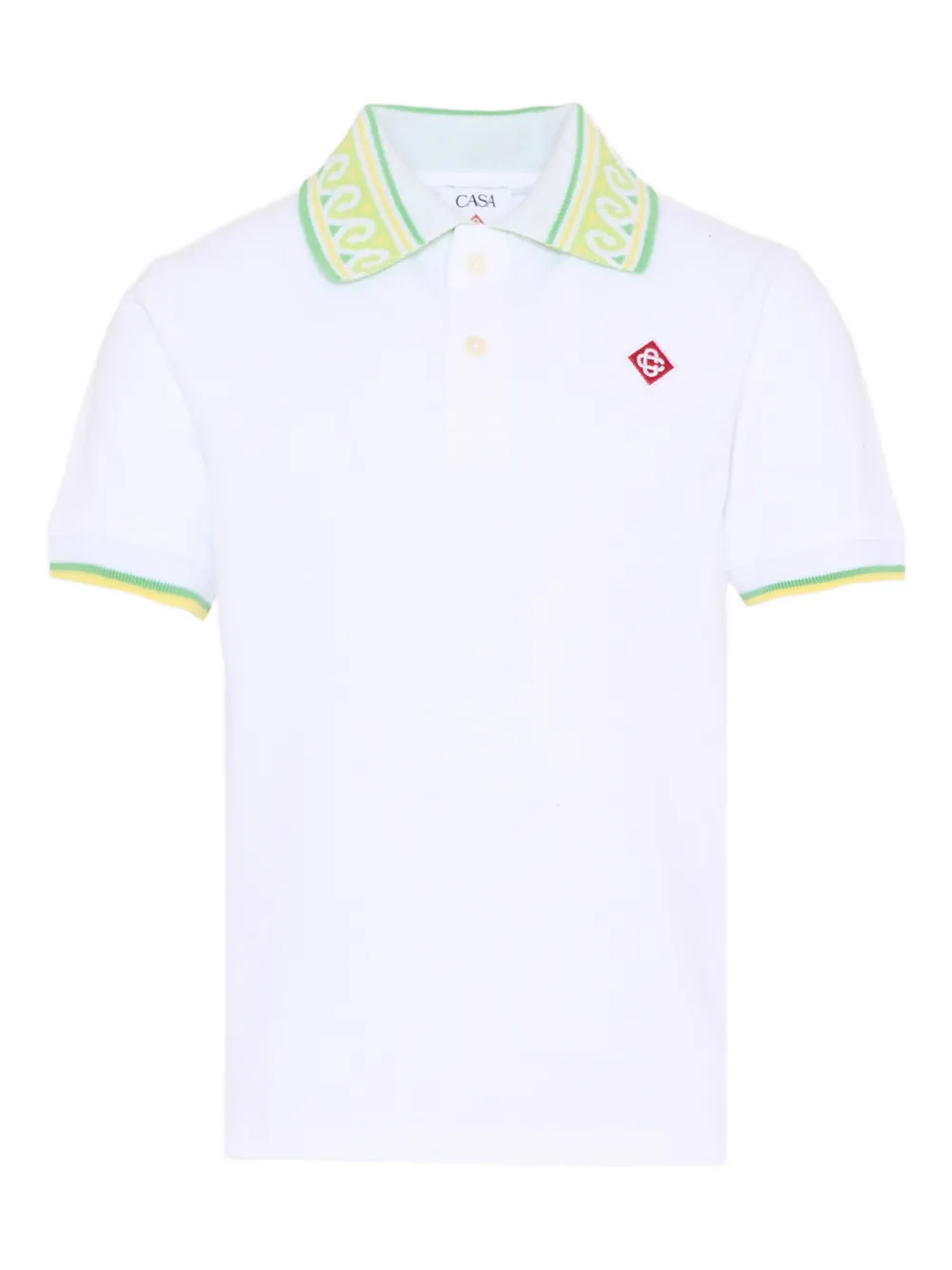 CASABLANCA KIDS short-sleeve logo-detail polo shirt - Bianco