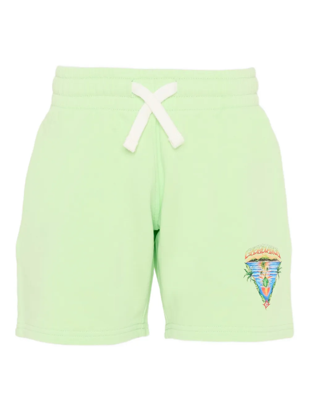 CASABLANCA KIDS logo-detail drawstring shorts - Verde