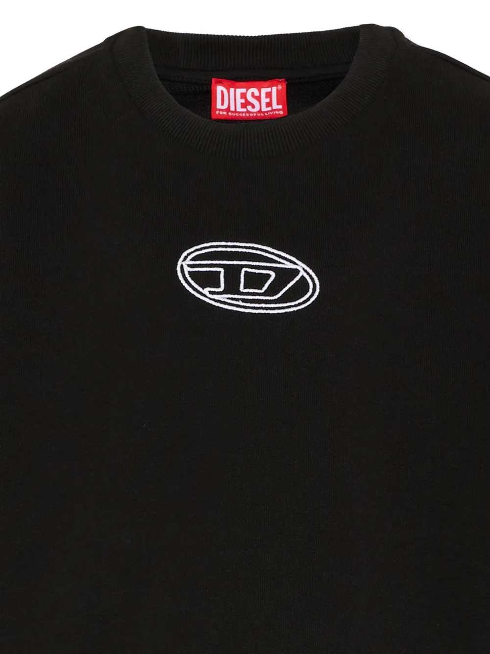 Diesel Kids Sweater met logodetail en ronde hals Zwart