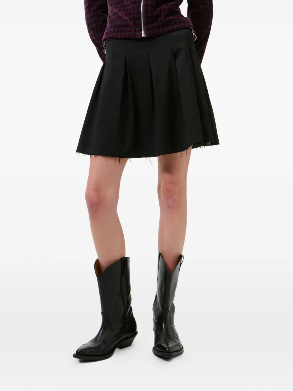  Our Legacy Object Frayed Pleated Skirt - Black 